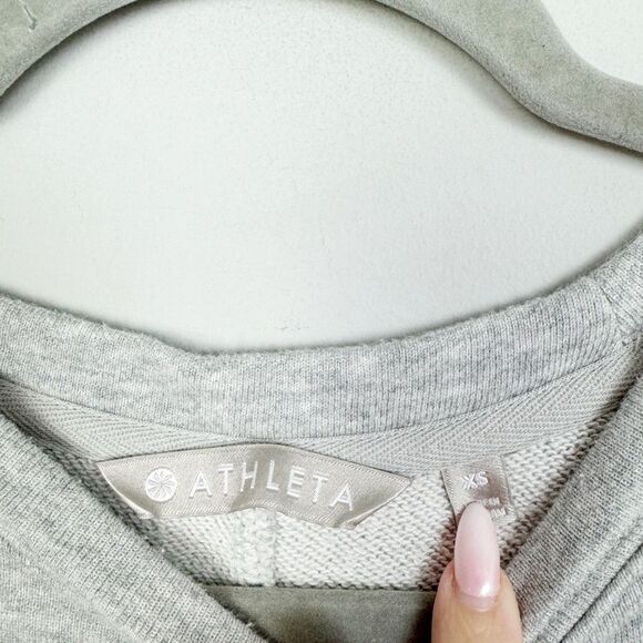 ATHLETA | Embrace Gray Sweatshirt Tunic Dress Tie Sash Women’s Size X-Small - Picture 10 of 13